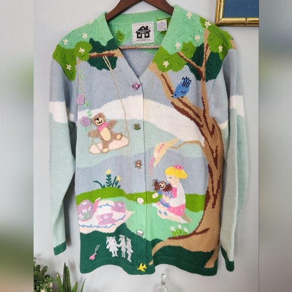 hsn storybrook knits Sweaters - Vintage HSN Storybrook Knits Playground Park Sweaters
